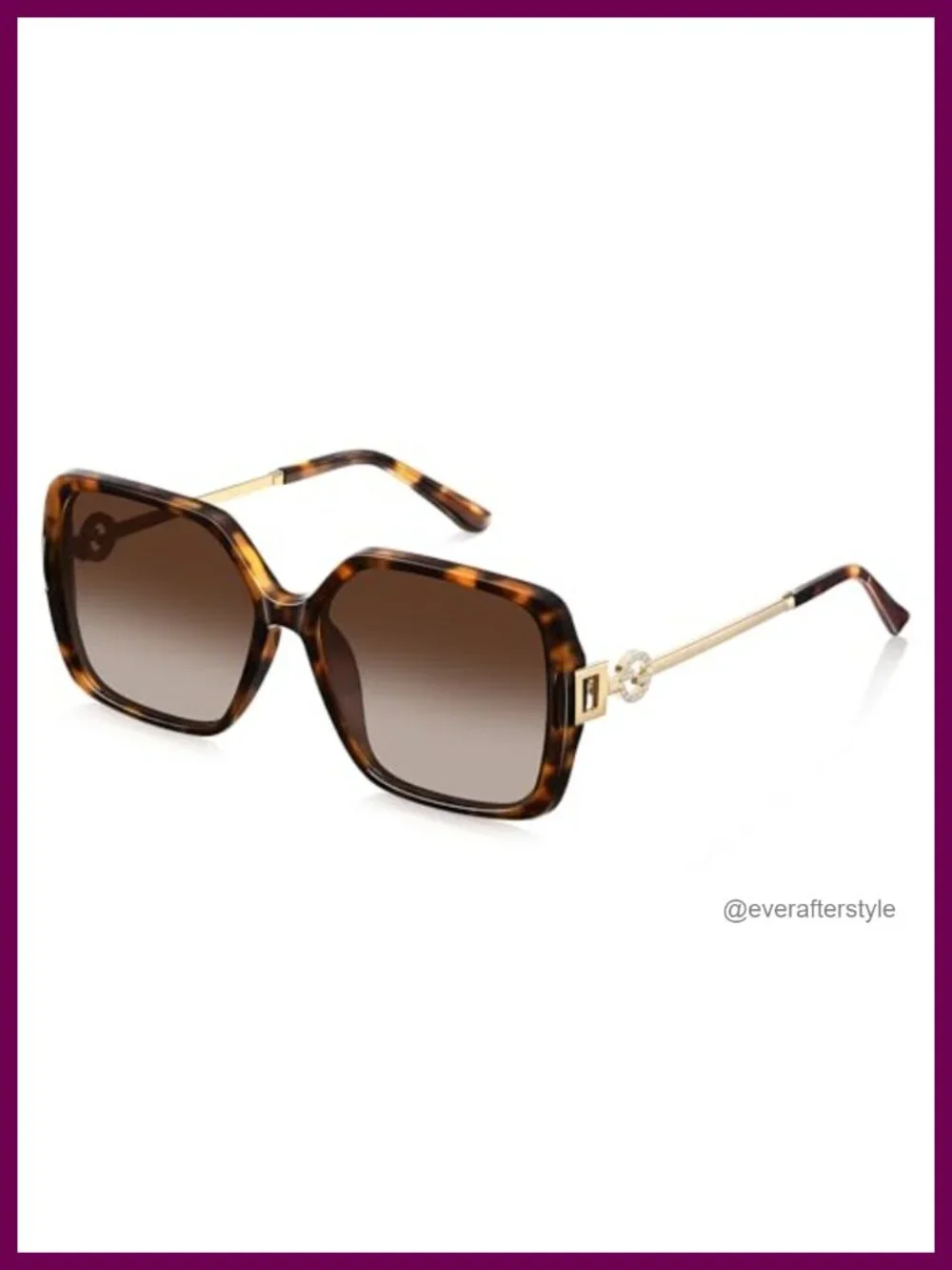 Oversized Retro Square Sunglasses Women UV Protection Metal Temple